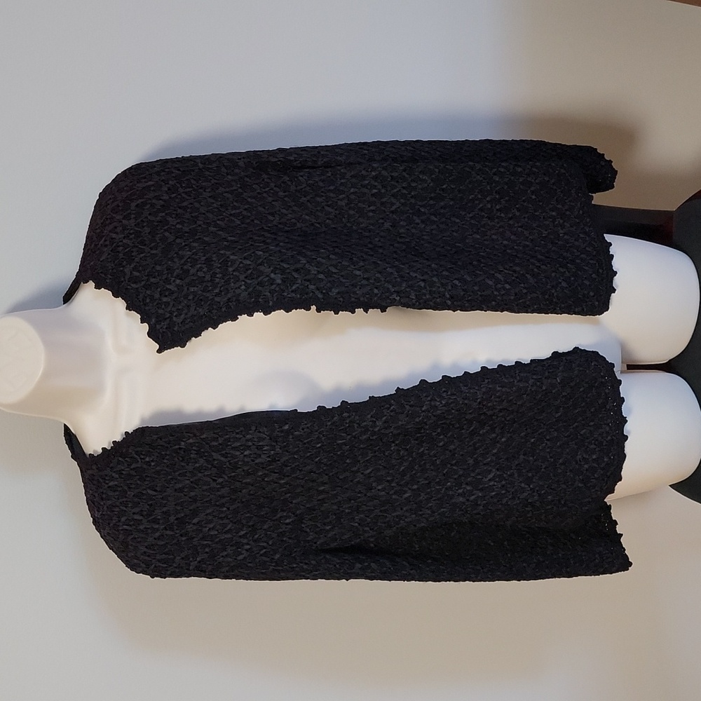 Black classy open textured cardigan